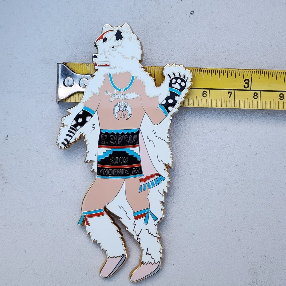 Figural bear Native American enamel Shriners bolo clip El Zaribah Phoenix AZ - Picture 8 of 9